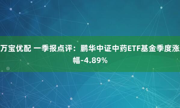 万宝优配 一季报点评：鹏华中证中药ETF基金季度涨幅-4.89%