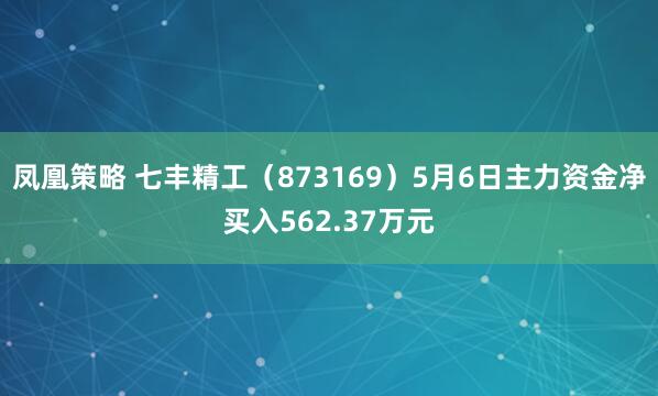 凤凰策略 七丰精工（873169）5月6日主力资金净买入562.37万元