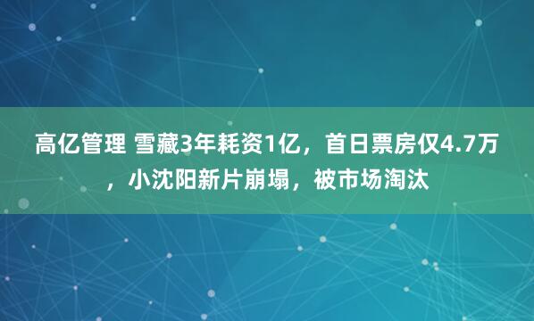 高亿管理 雪藏3年耗资1亿，首日票房仅4.7万，小沈阳新片崩塌，被市场淘汰