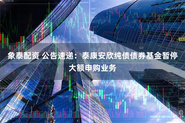 象泰配资 公告速递：泰康安欣纯债债券基金暂停大额申购业务